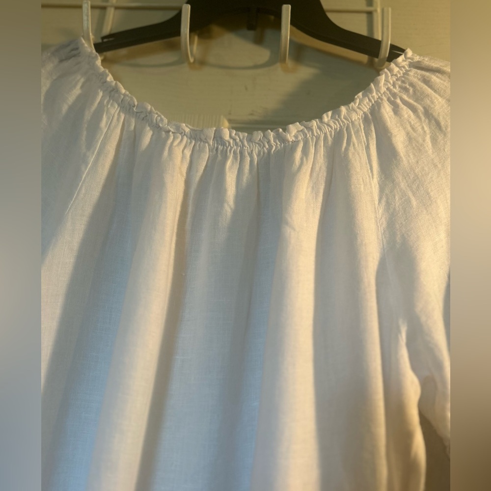 White Long Sleeve Peasant Dress - Women - Picture 7 of 10
